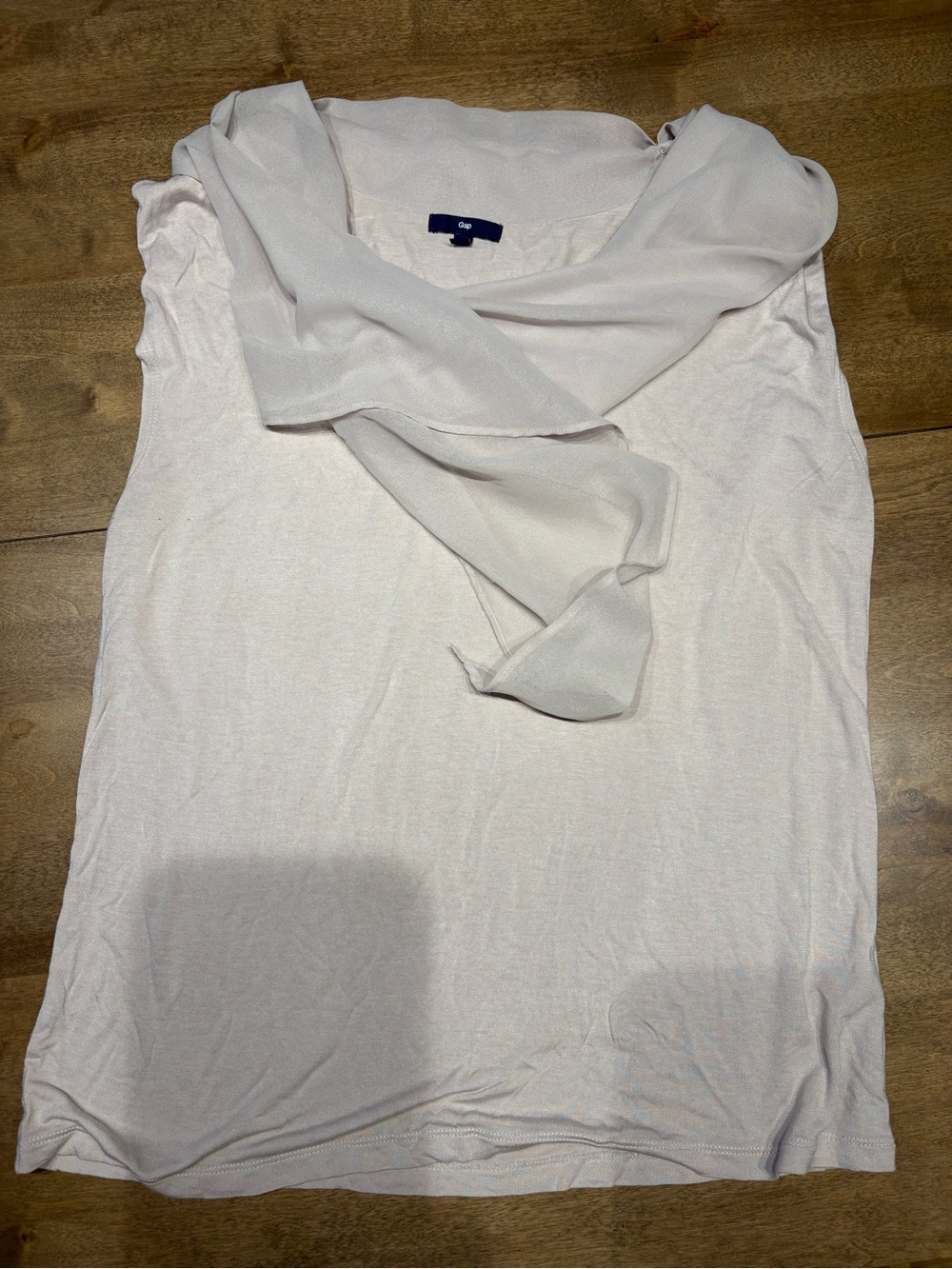 GAP Women's Pale Grey Sleeveless Top with Scarf Neck
